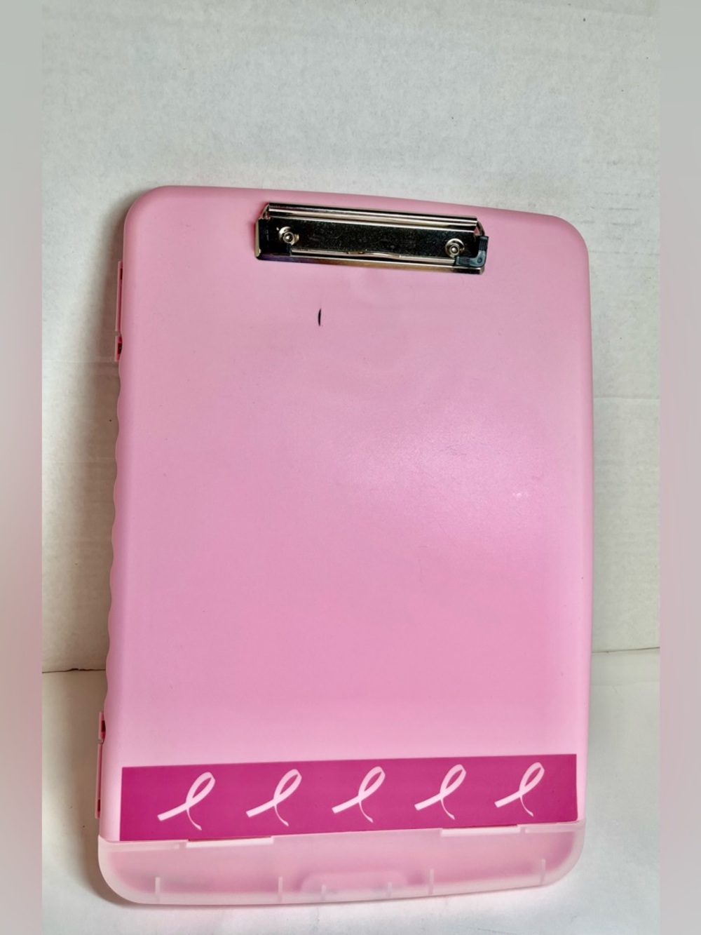 PINK BREAST CANCER AWARENESS CLIPBOARD STORAGE HARD CASE
 (9 1/2 x 14)